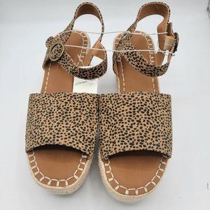 Size 10 Universal Thread Morgan Leopard Print Espadrille Wedge Woven  Heel